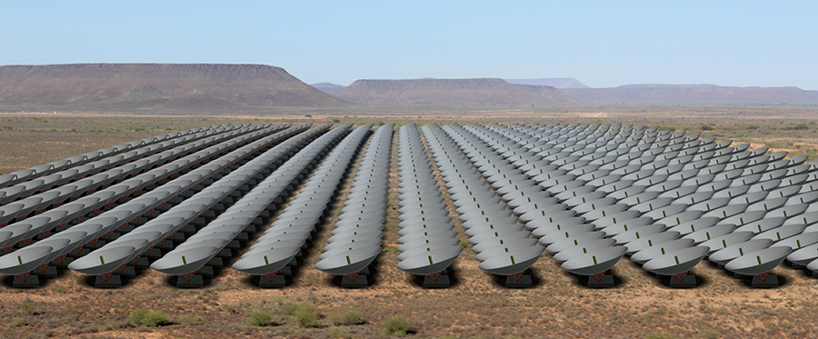 Rendering of possible HIRAX array to be installed at the South Africa Radio Astronomy Observatory site in the Karoo.                                                                                                               Image: Prof Cynthia Chi